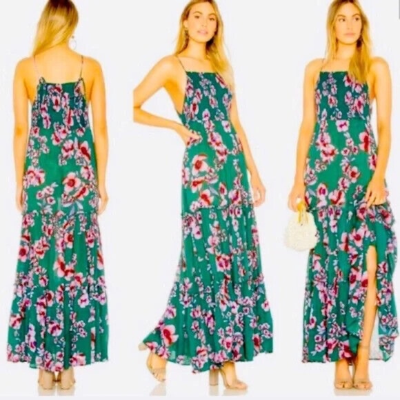Free People Dresses & Skirts - Free People Floral Garden Party Maxi dress green pink S
